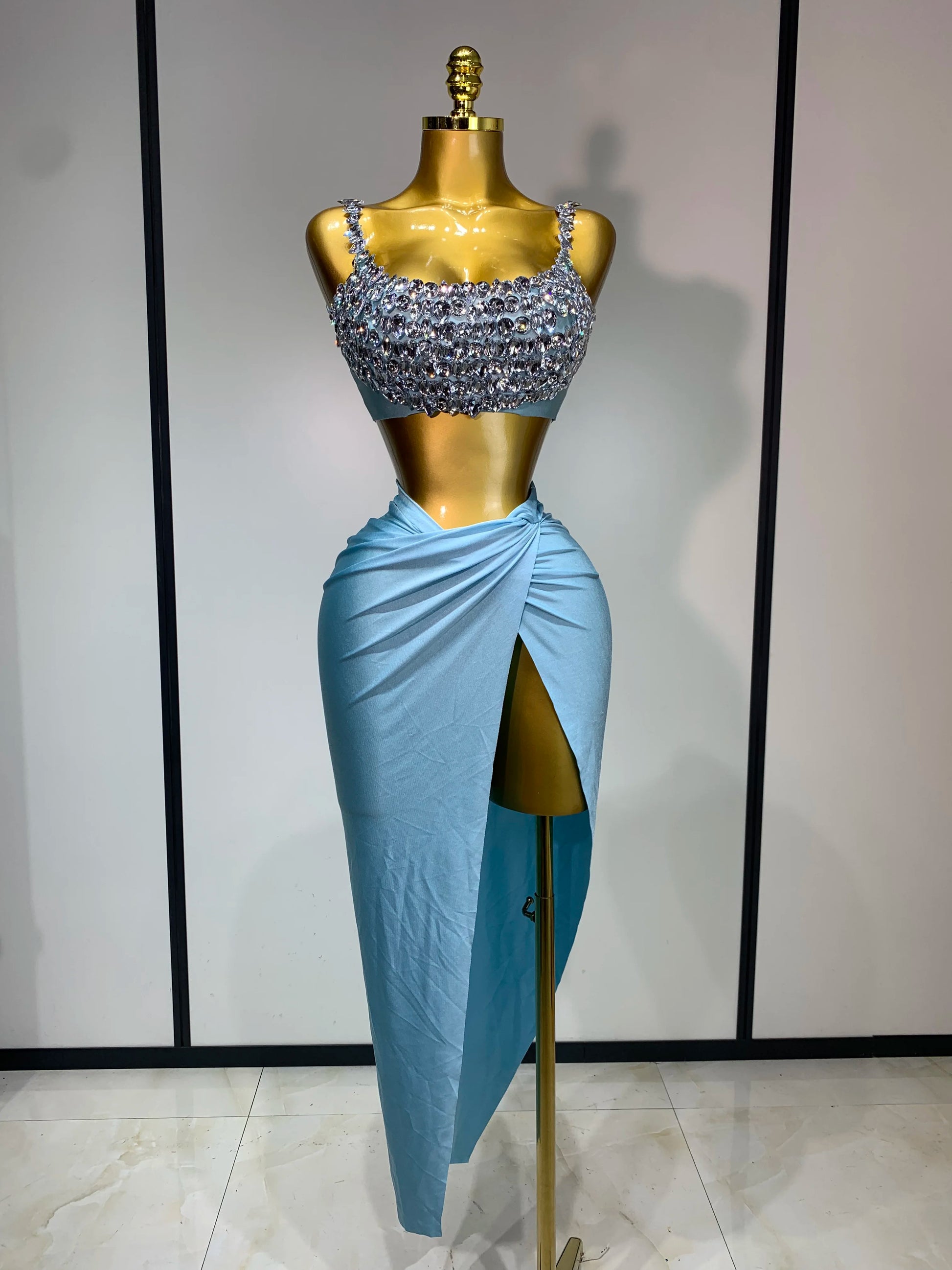 Sexy Sparkly Rhinestone Two Pieces Set