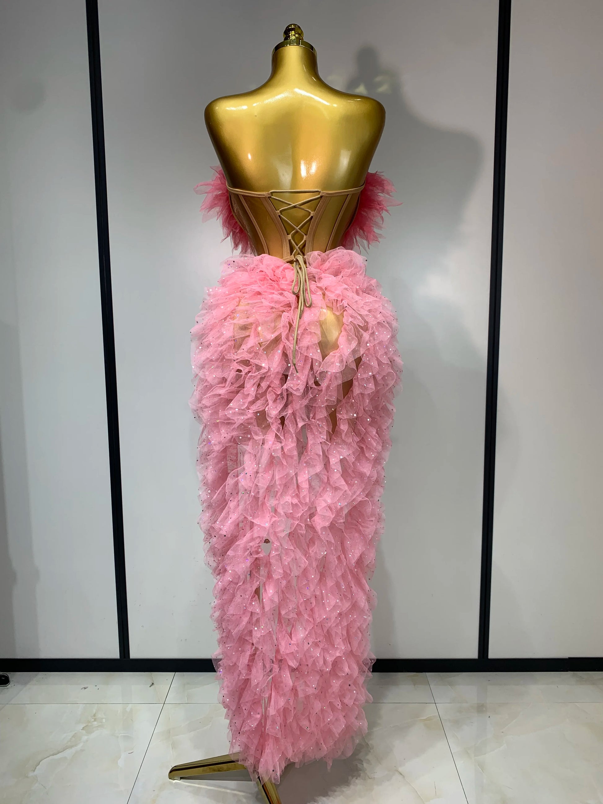 Sexy Strapless Ruffles two Pieces Set