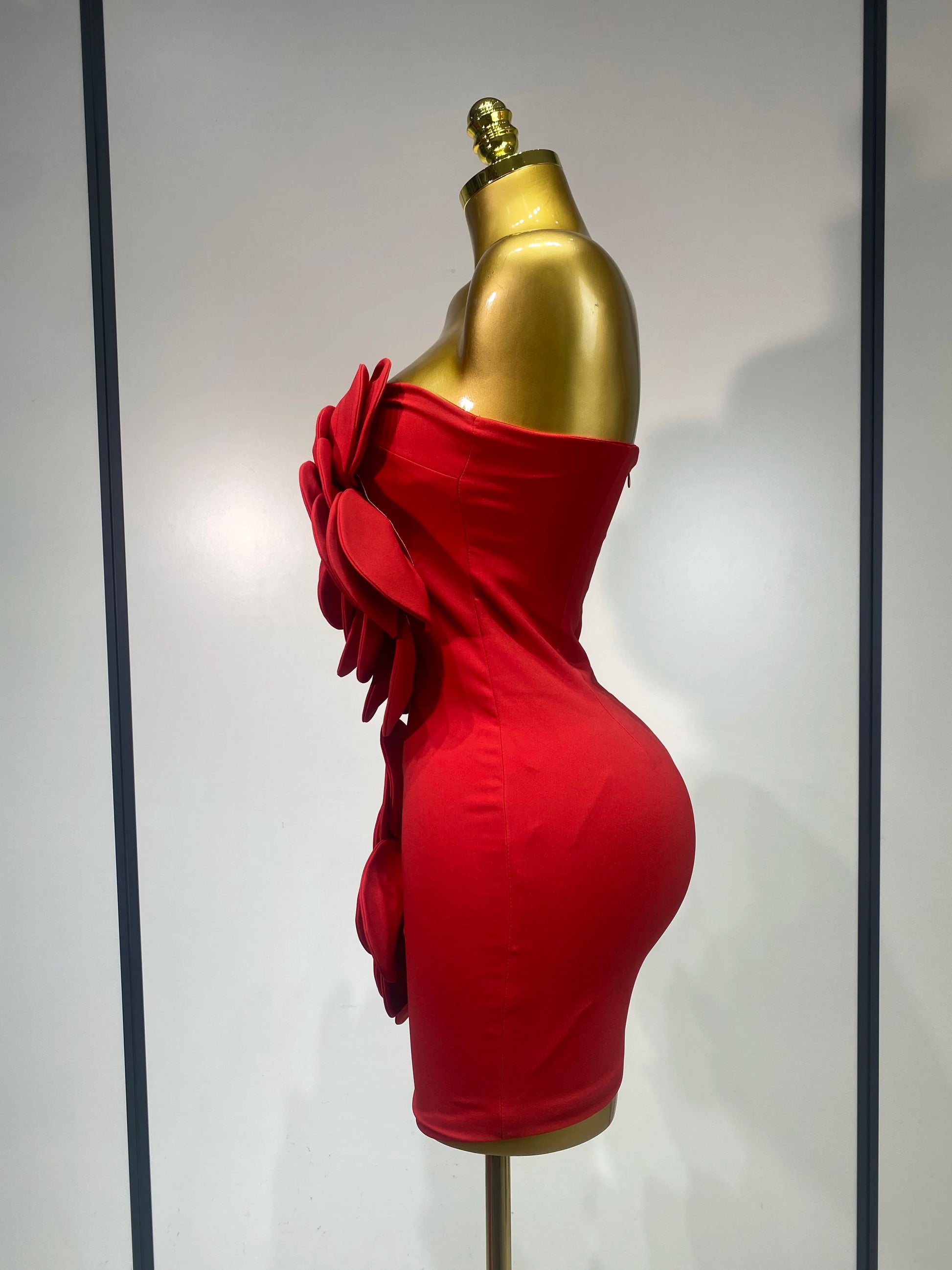 Flower Red Mini Bodycon Dress