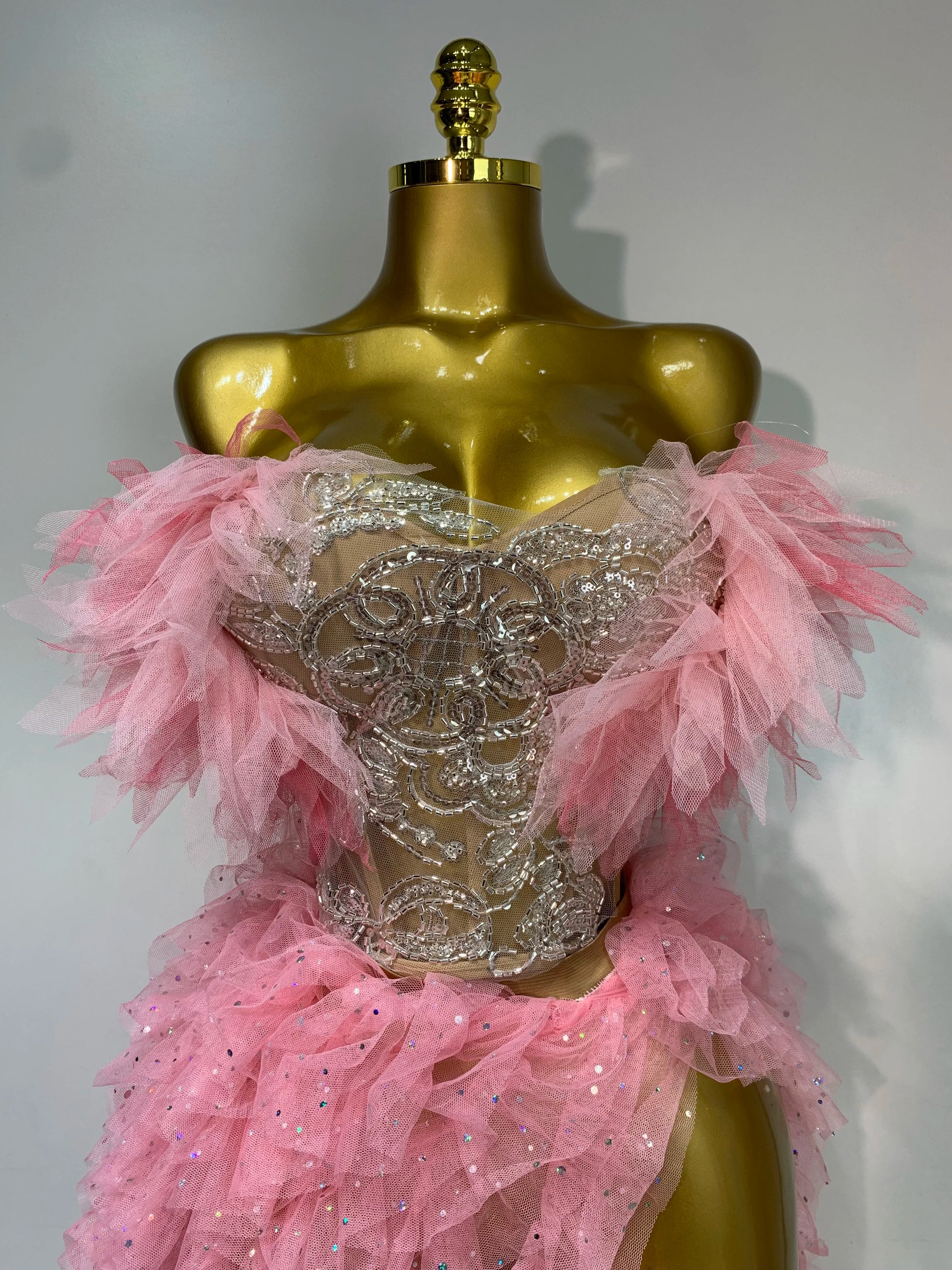 Sexy Strapless Ruffles two Pieces Set