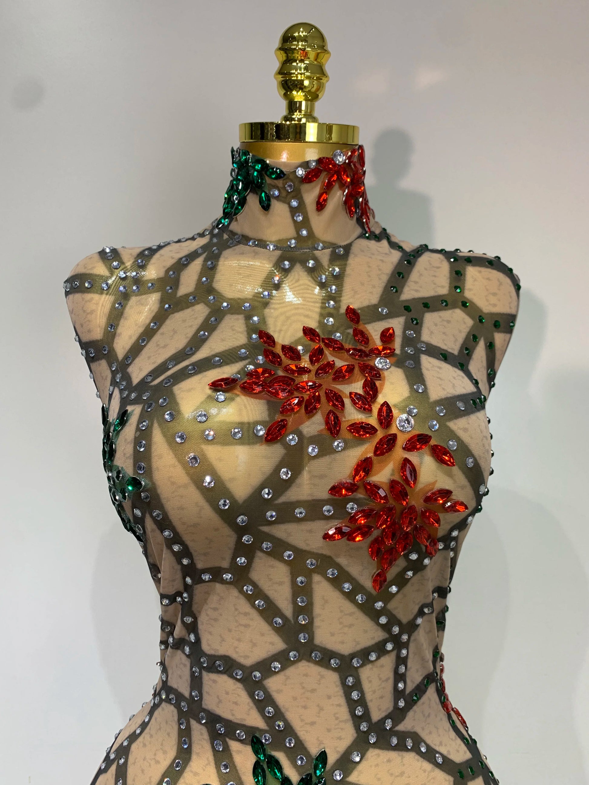 Mesh See Through Sparkly Rhinestone