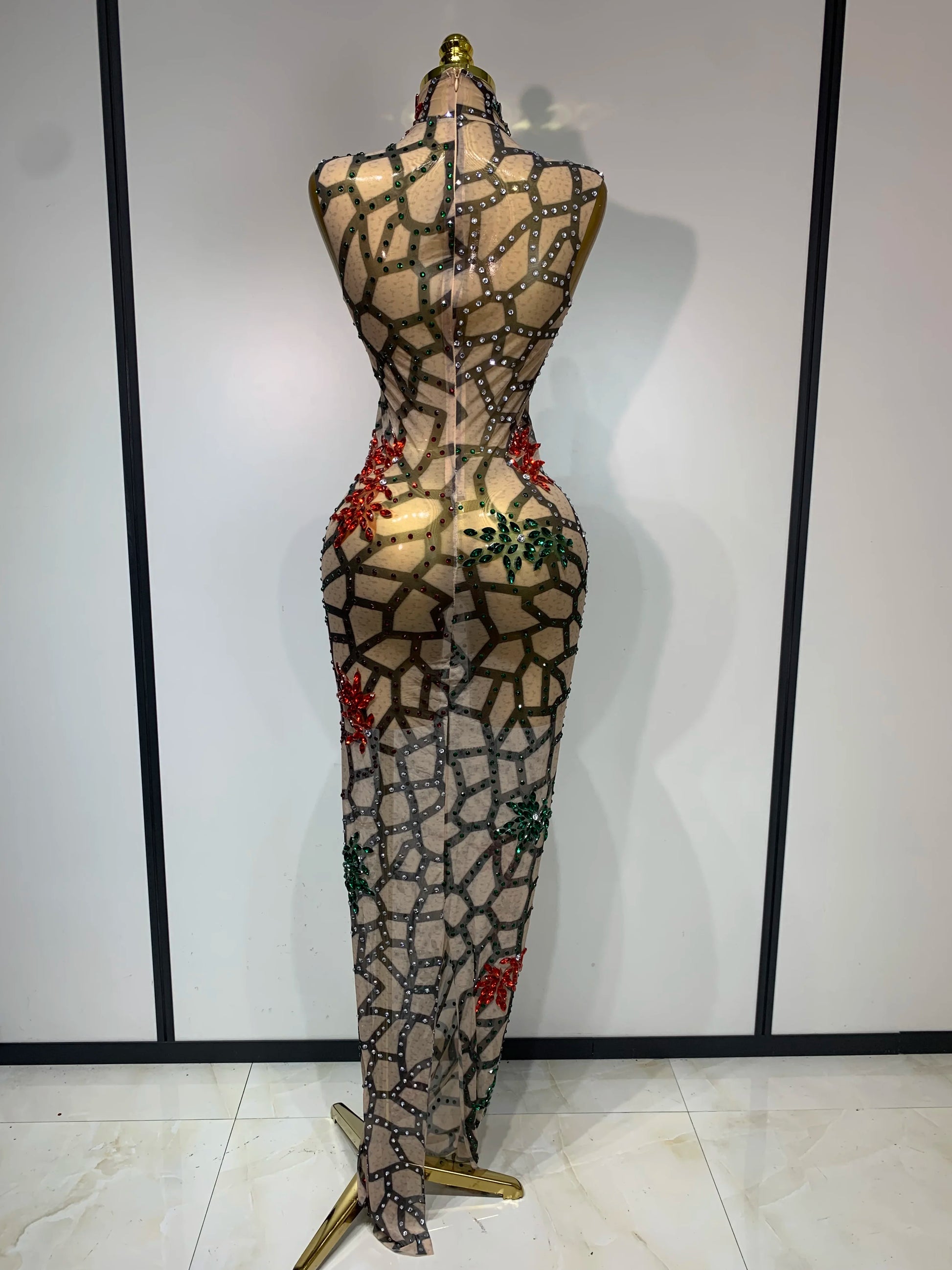 Mesh See Through Sparkly Rhinestone