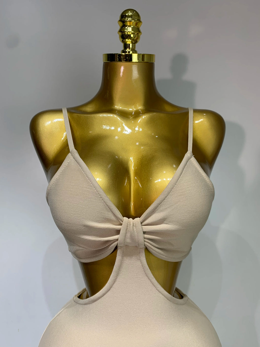 Backless Khaki Bodycon Bandage Dress