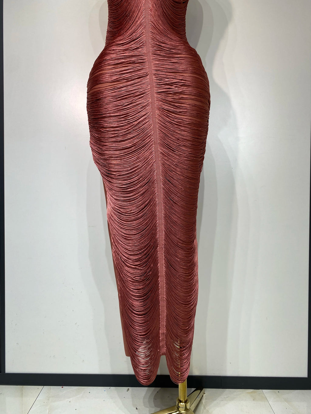 Desert Bloom Ruched Halter Gown