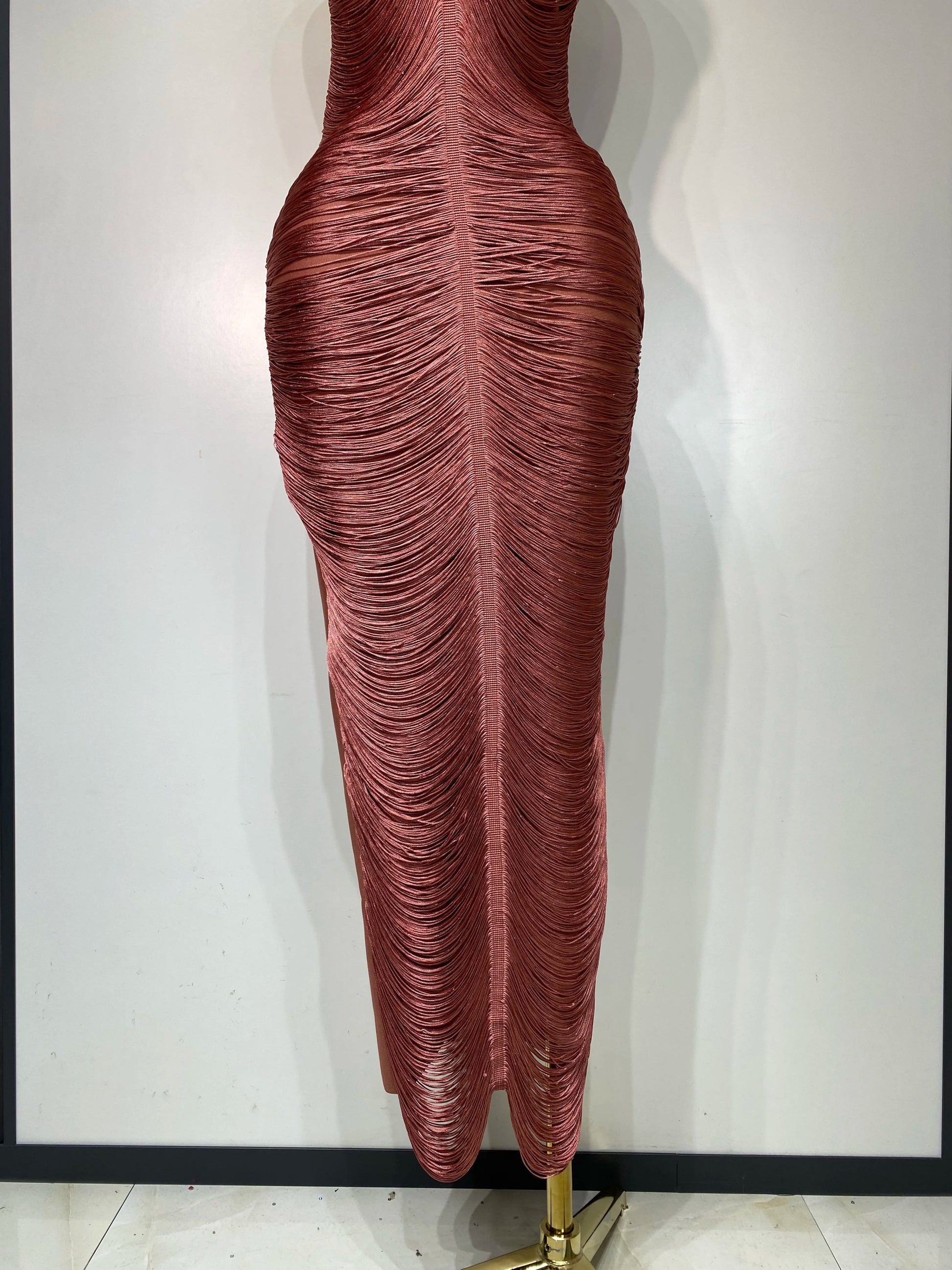 Desert Bloom Ruched Halter Gown