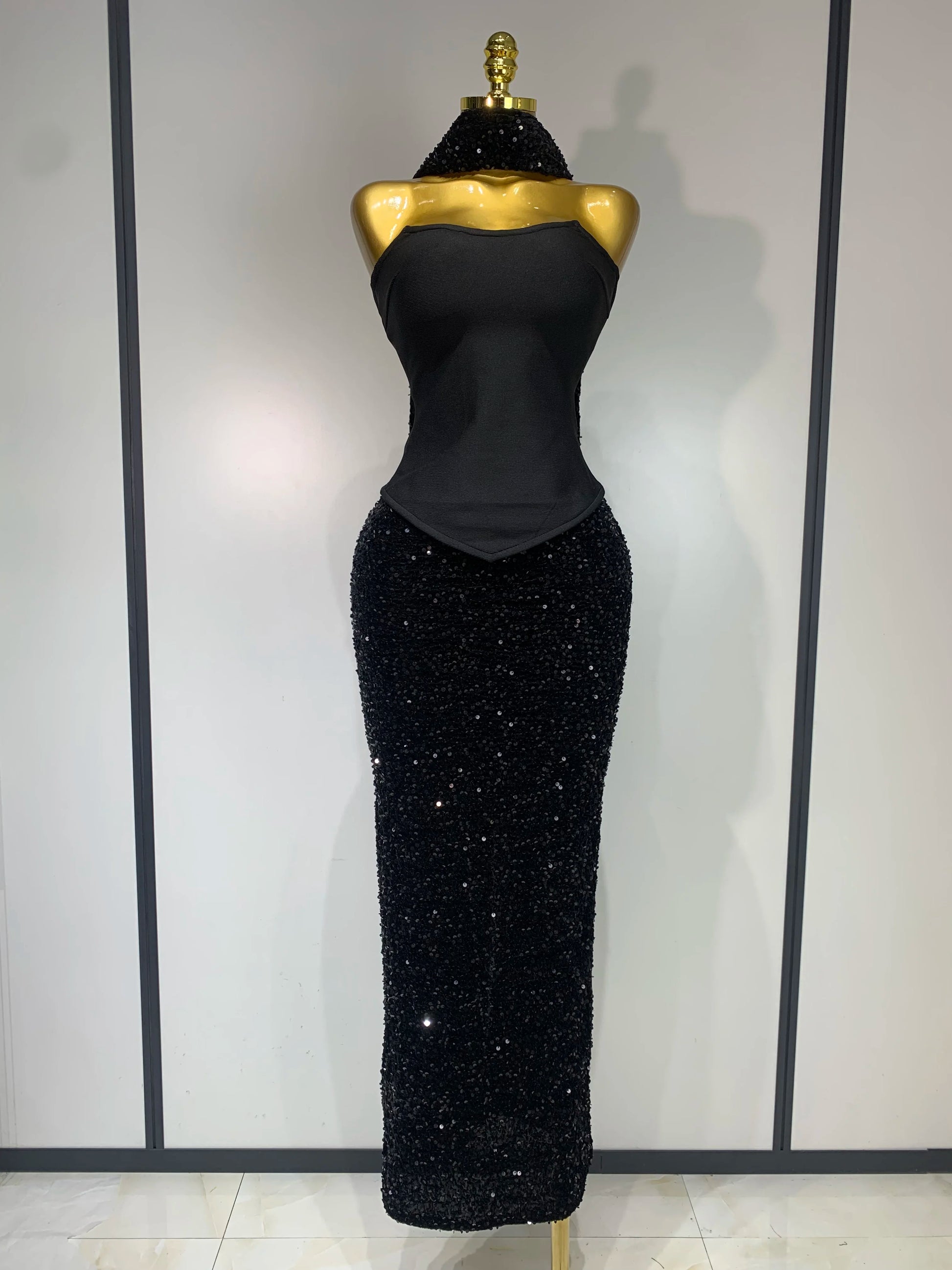 Stardust Sequin Halter Gown