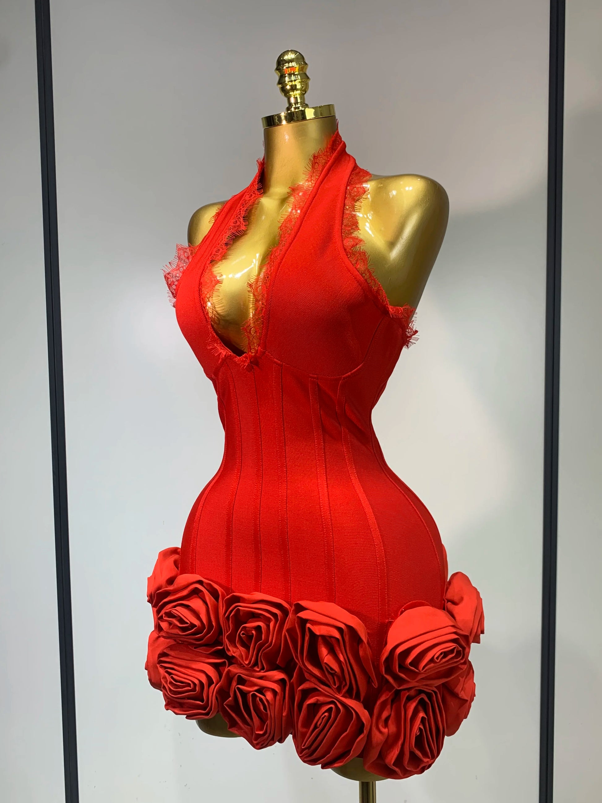 Applique Bodycon Mini Bandage Dress