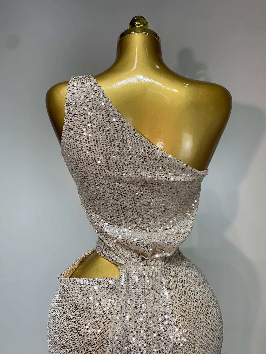 Champagne Kiss Asymmetric Sequin Gown
