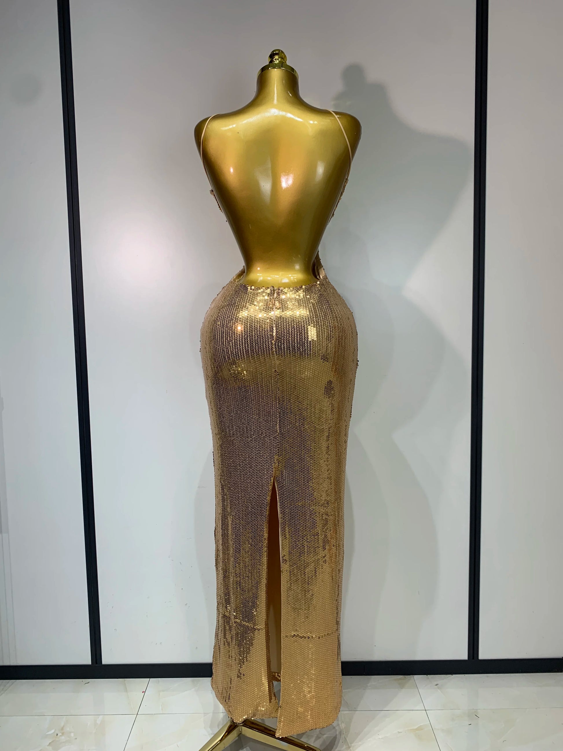 Golden Hour Sequin Halter Gown