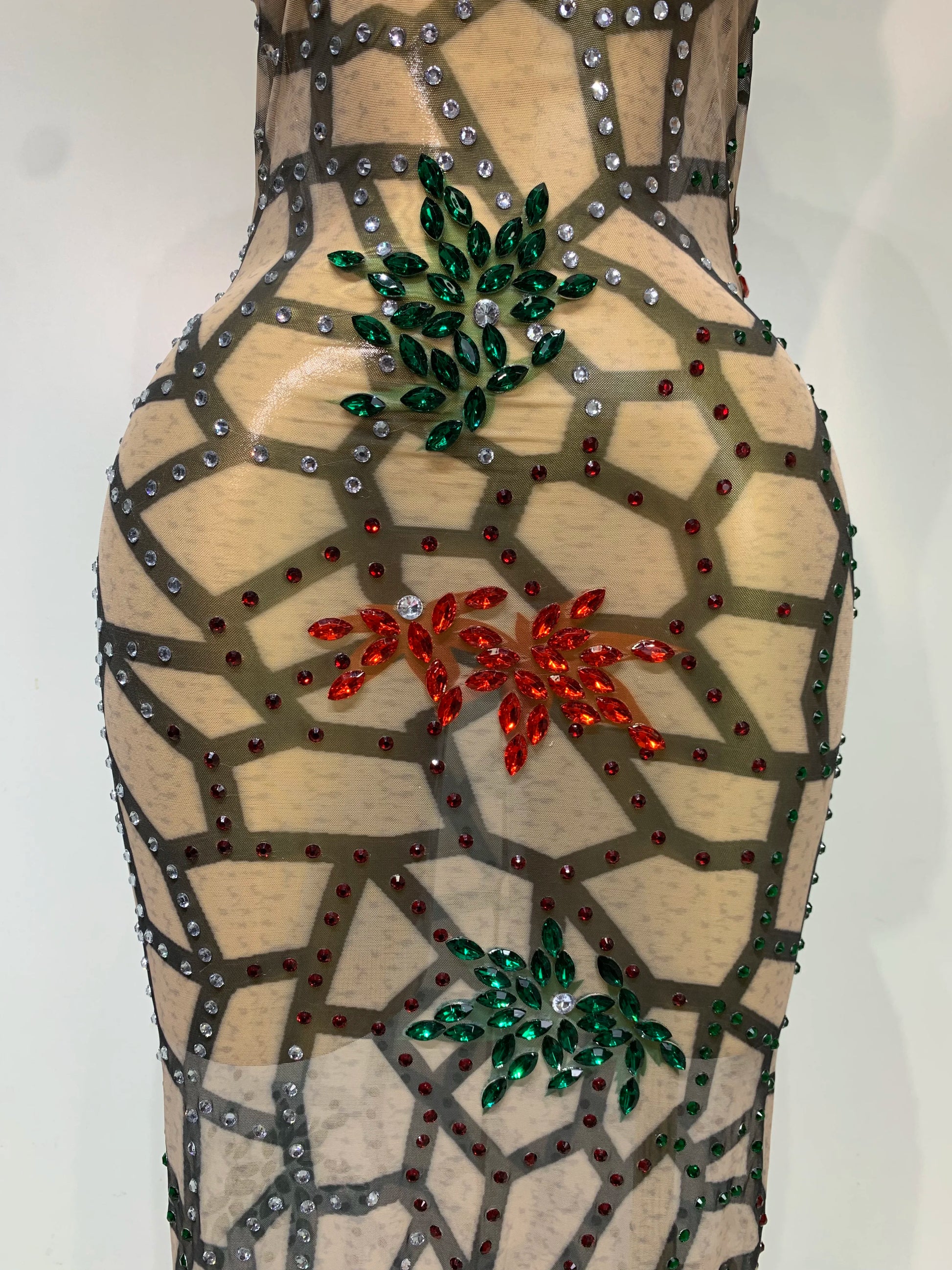 Mesh See Through Sparkly Rhinestone