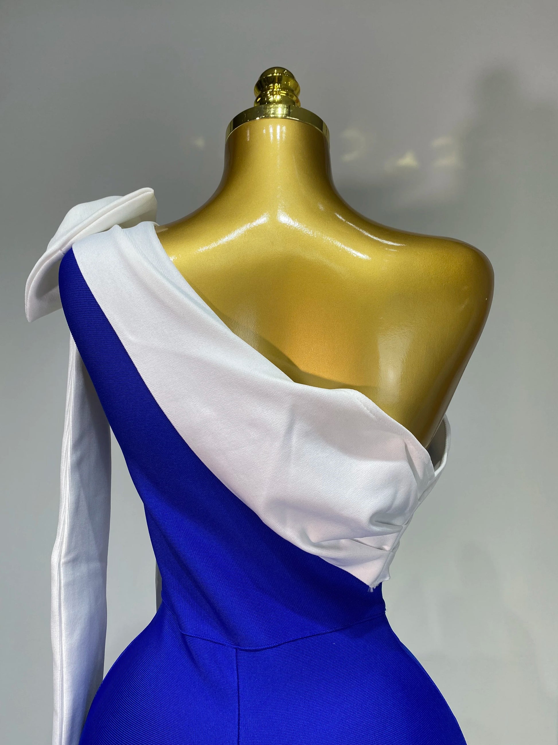 One Shoulder Splicing Bow Bodycon Bandaged Dress