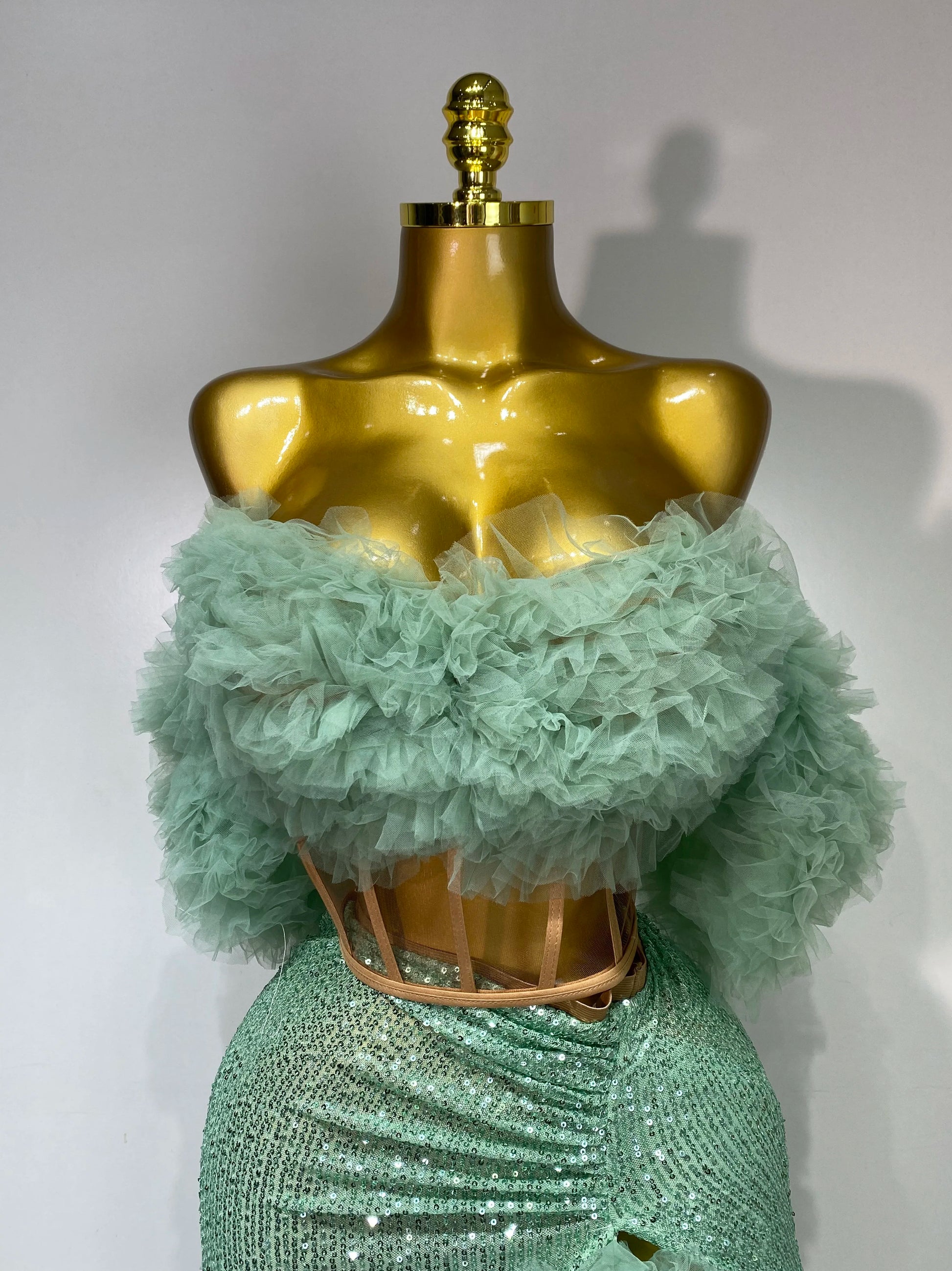 Sparkly Sequins Top Long Skirt Two Pieces Set