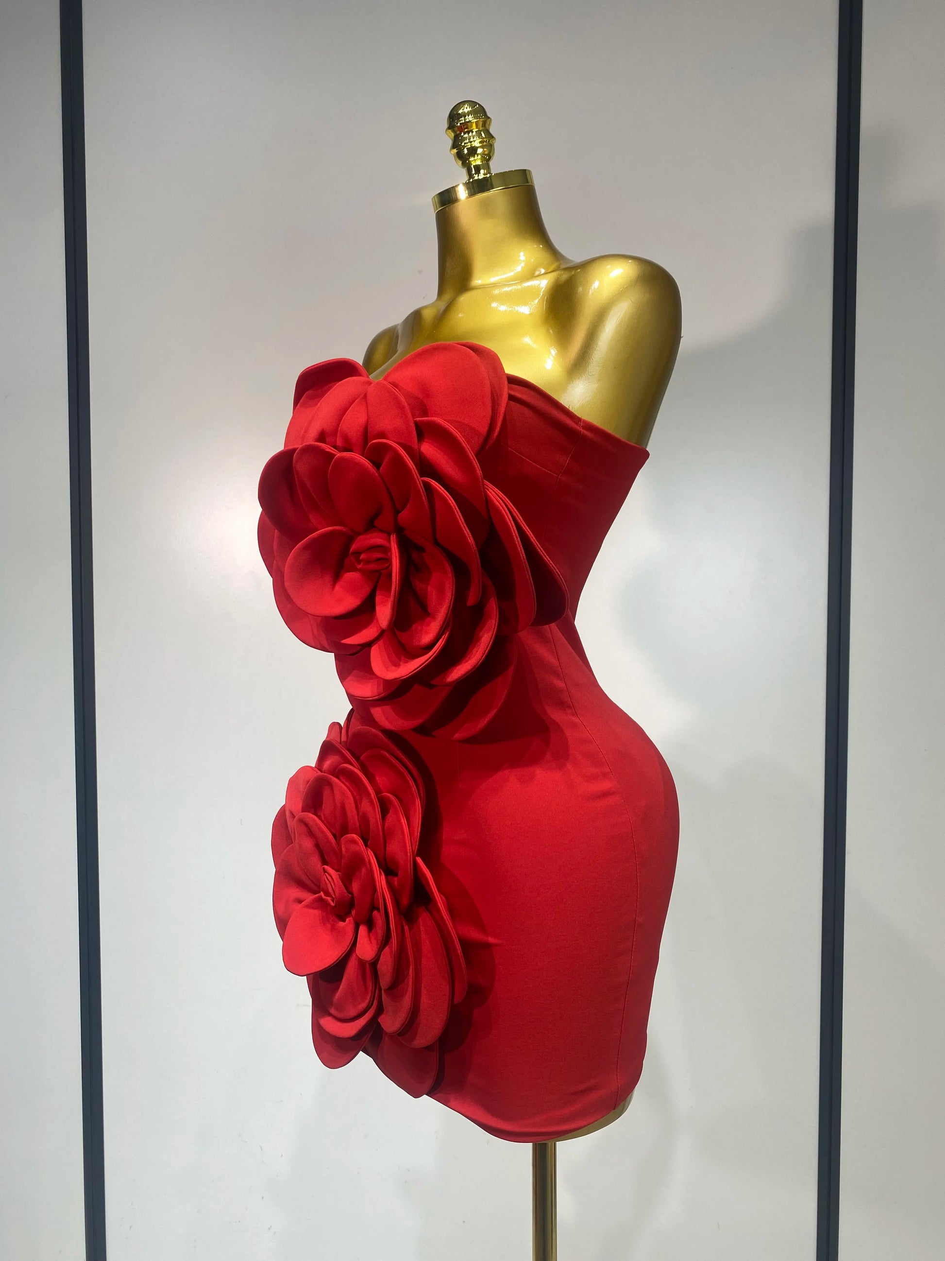 Flower Red Mini Bodycon Dress