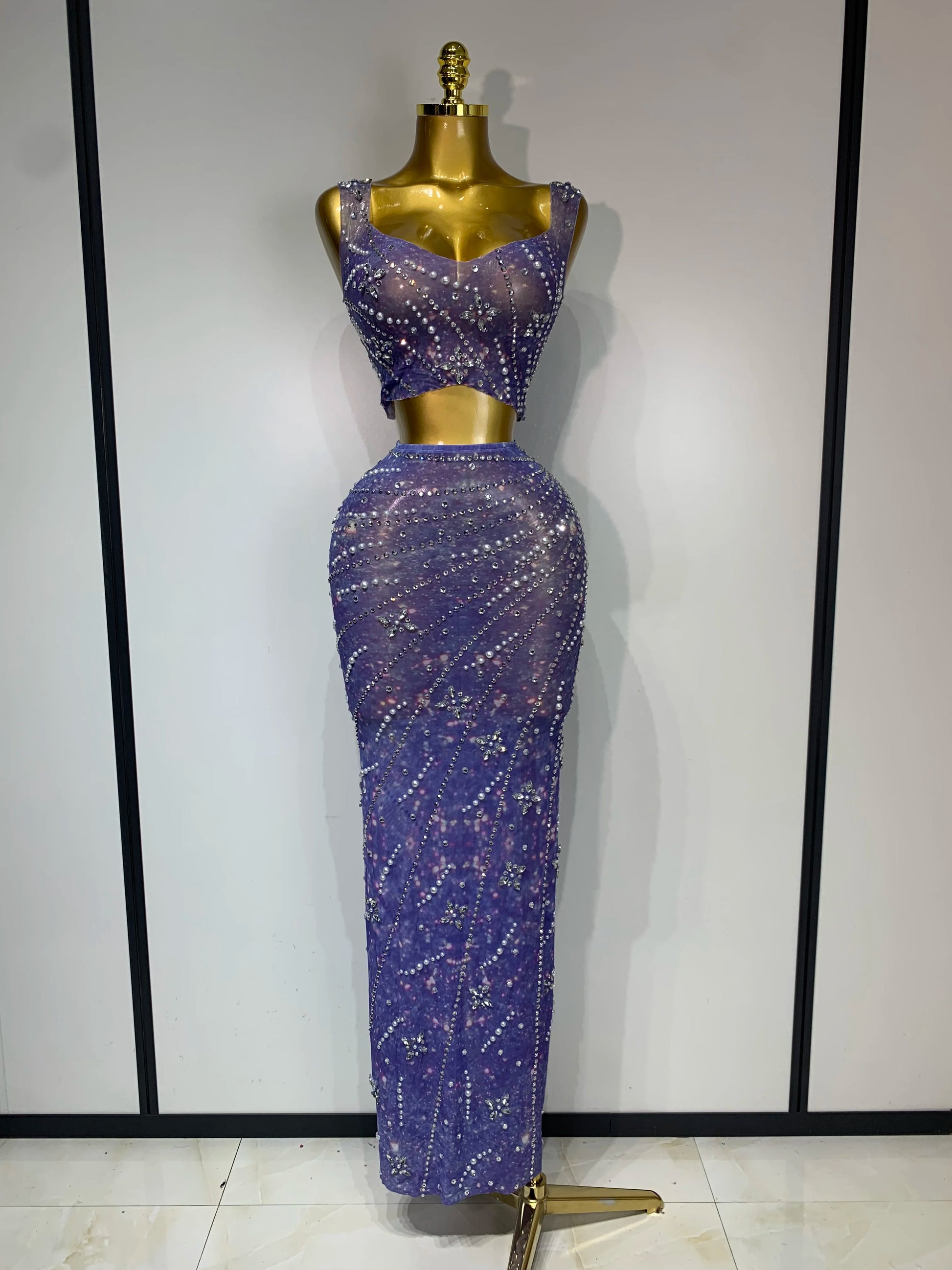 Celestial Lavender Embellished Gown Set