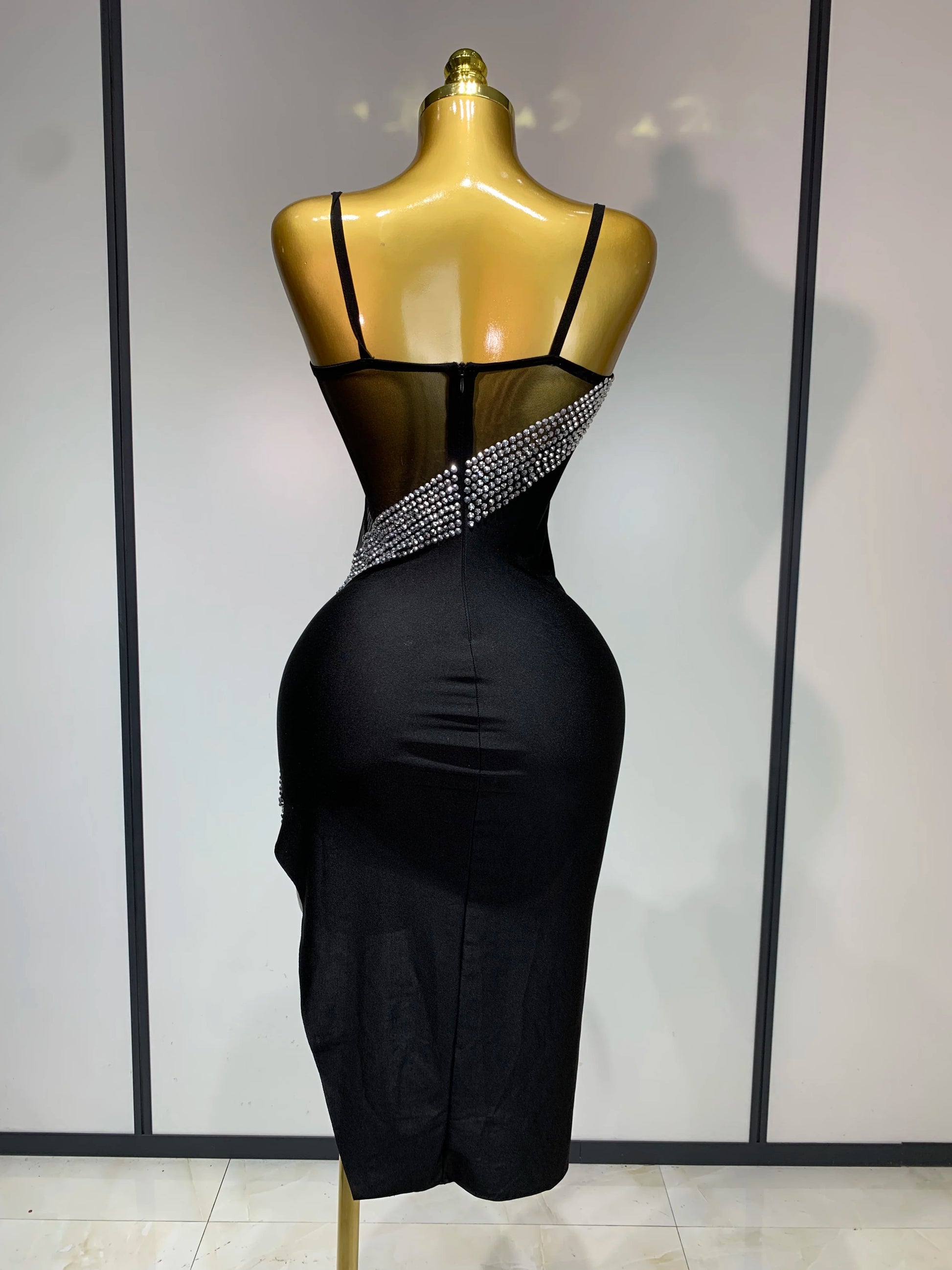 Sparkly Rhinestones Mesh  Dress
