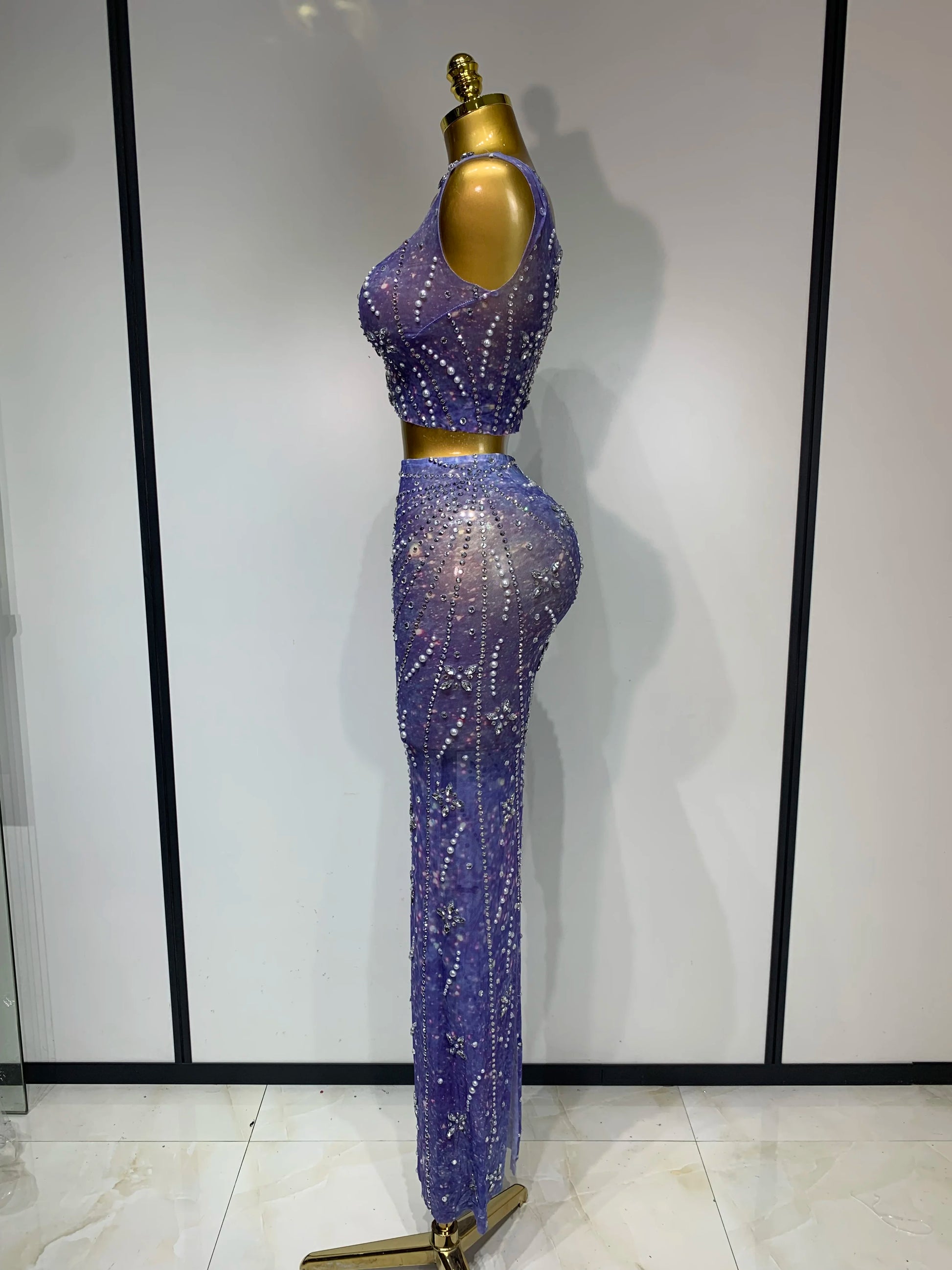 Celestial Lavender Embellished Gown Set