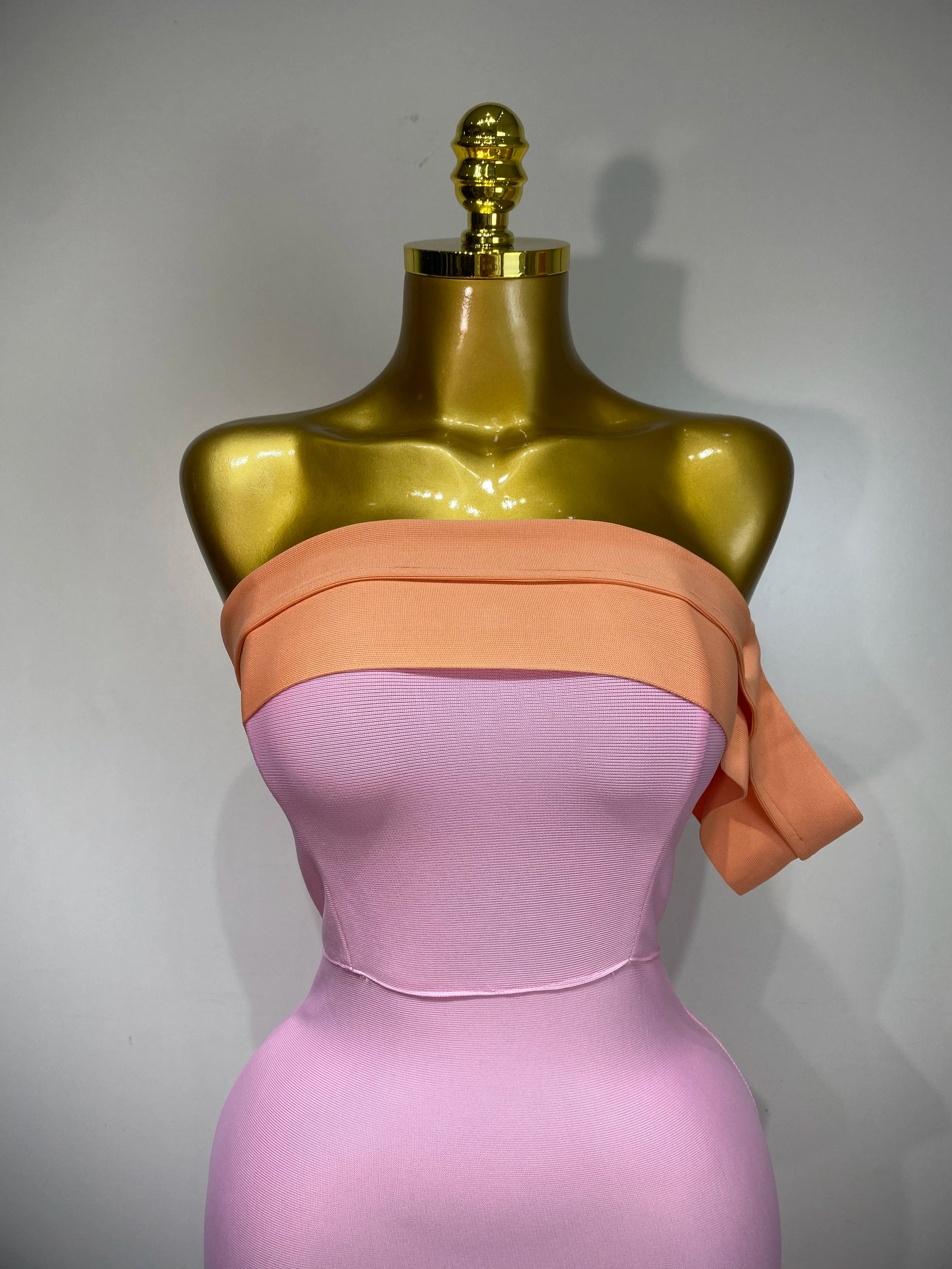 One Shoulder Color Block Bodycon Bandage Dress