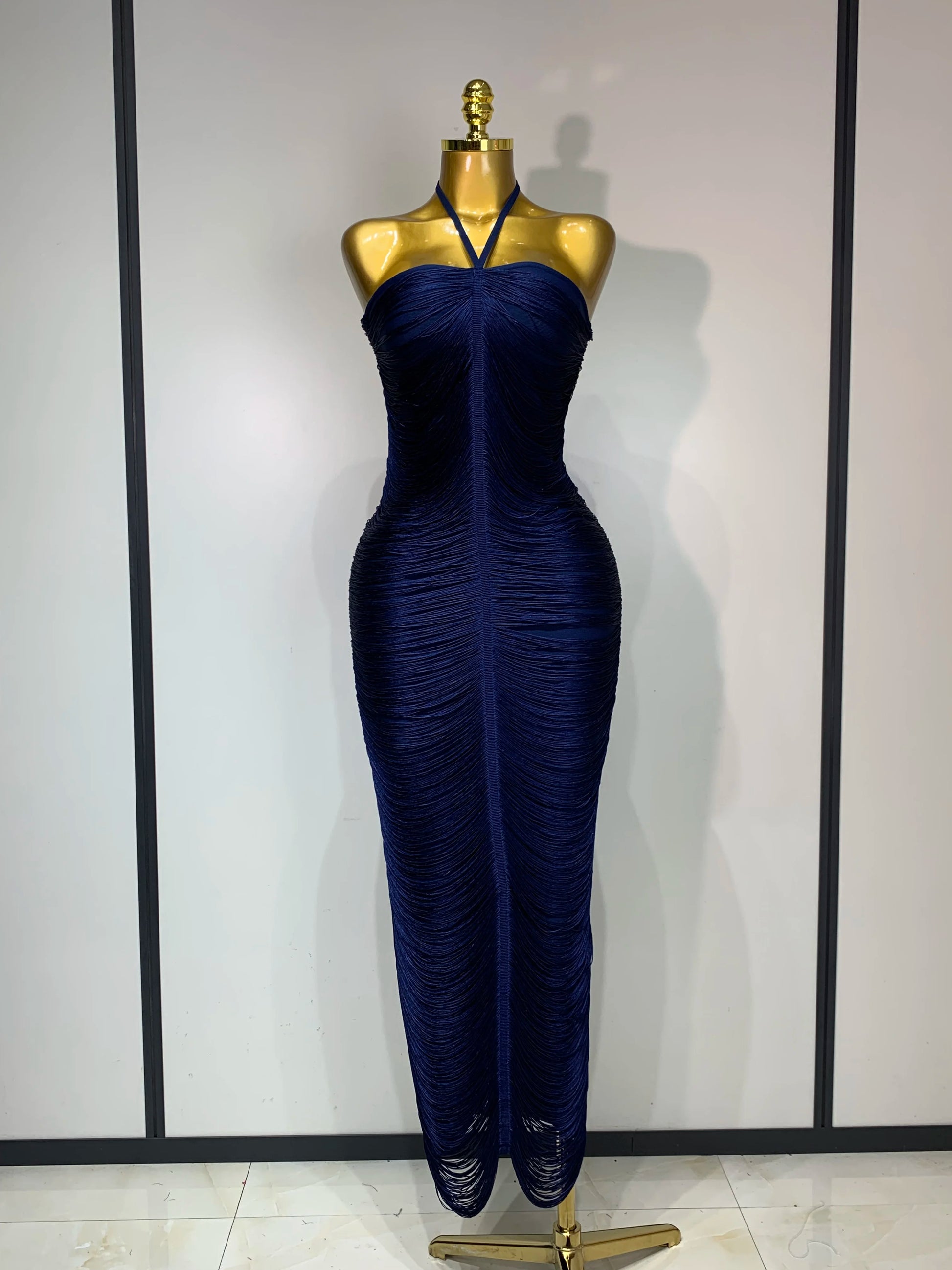 Desert Bloom Ruched Halter Gown