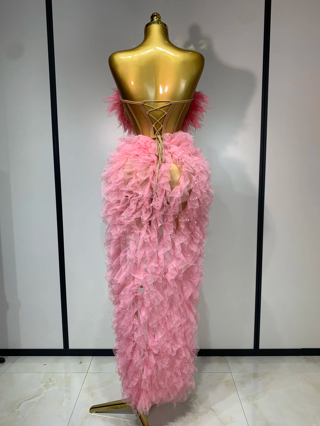 Sexy Strapless Ruffles two Pieces Set