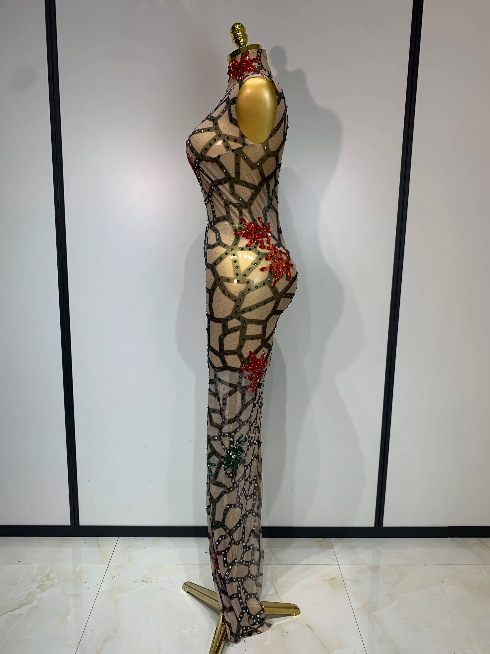 Mesh See Through Sparkly Rhinestone