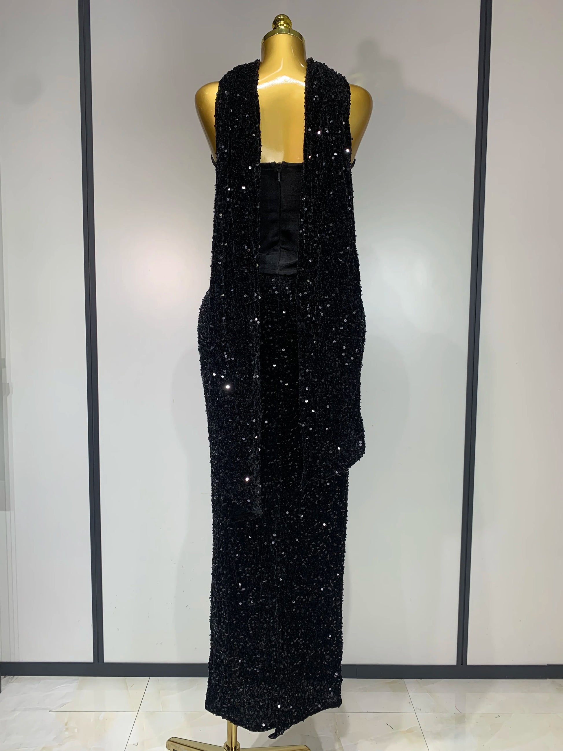 Stardust Sequin Halter Gown