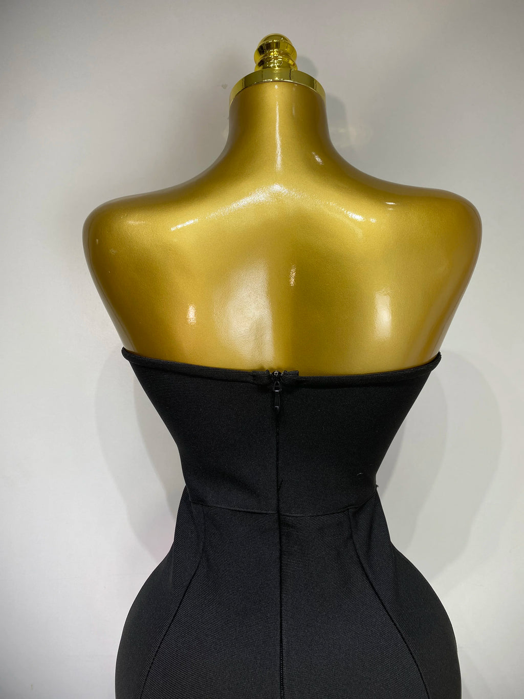Sexy Strapless Ruffle Black Bodycon Bandage Jumpsuit