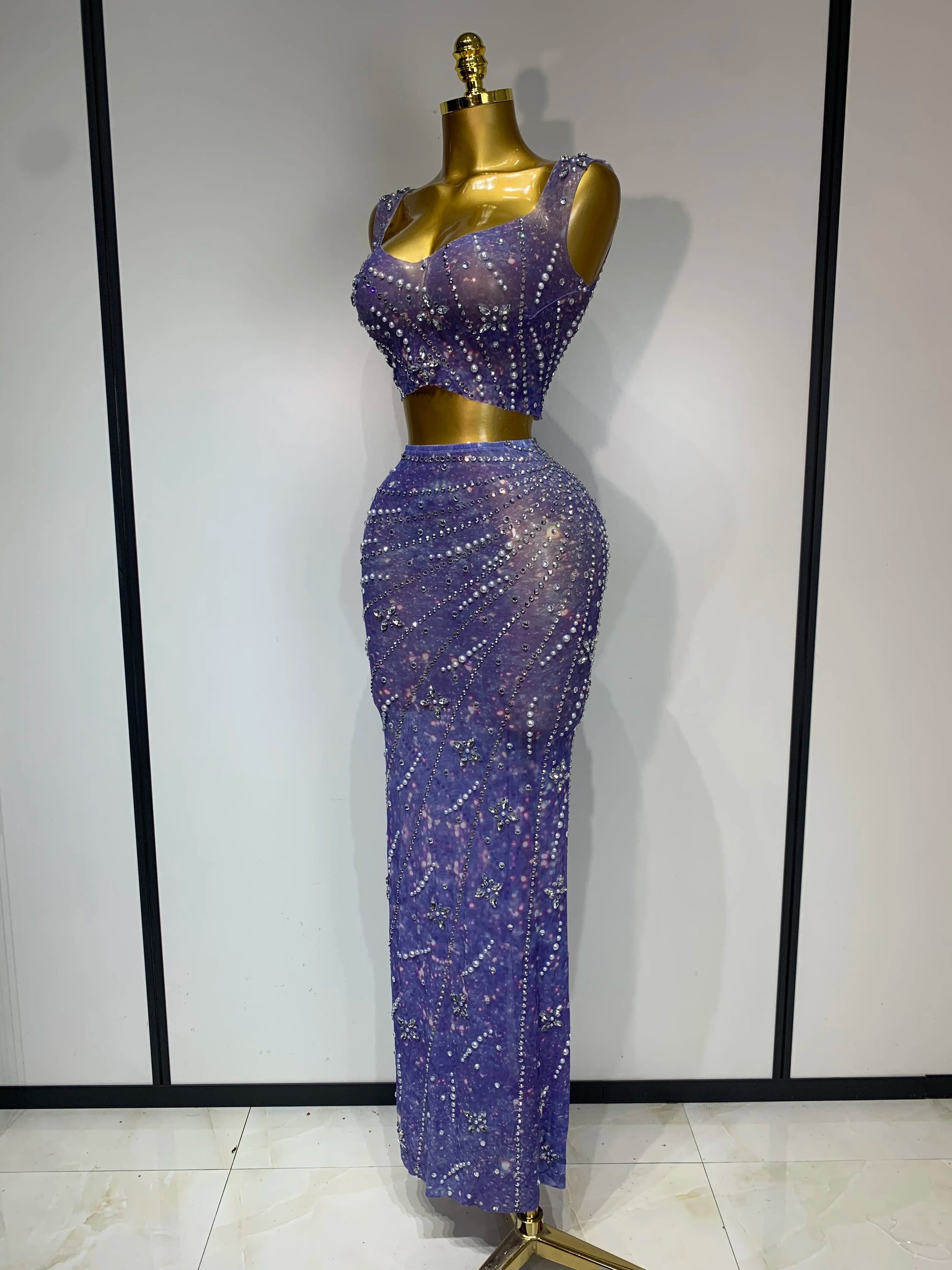 Celestial Lavender Embellished Gown Set