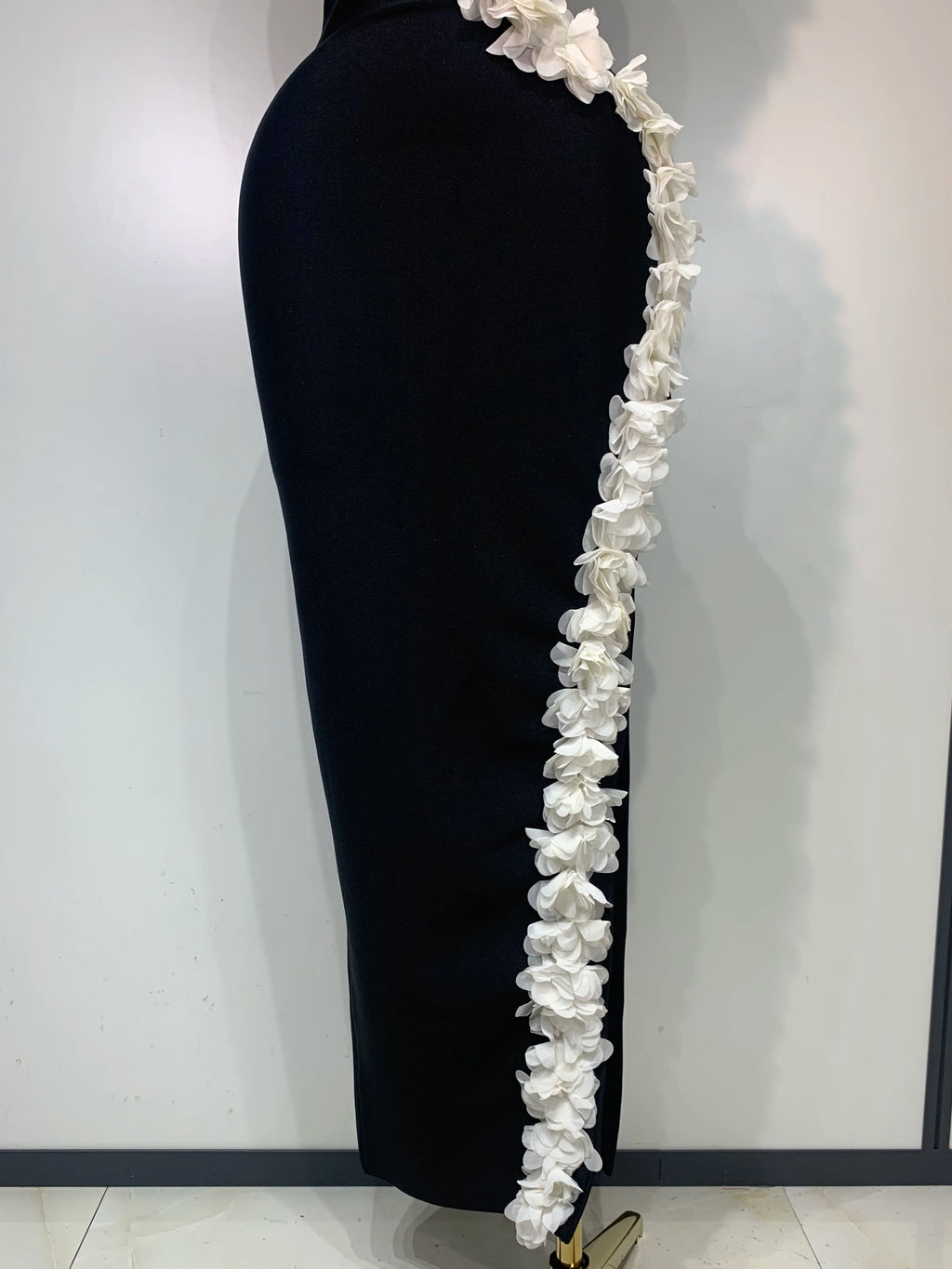 O Neck Flower Cut Out Maxi Long Bodycon Bandage Dress