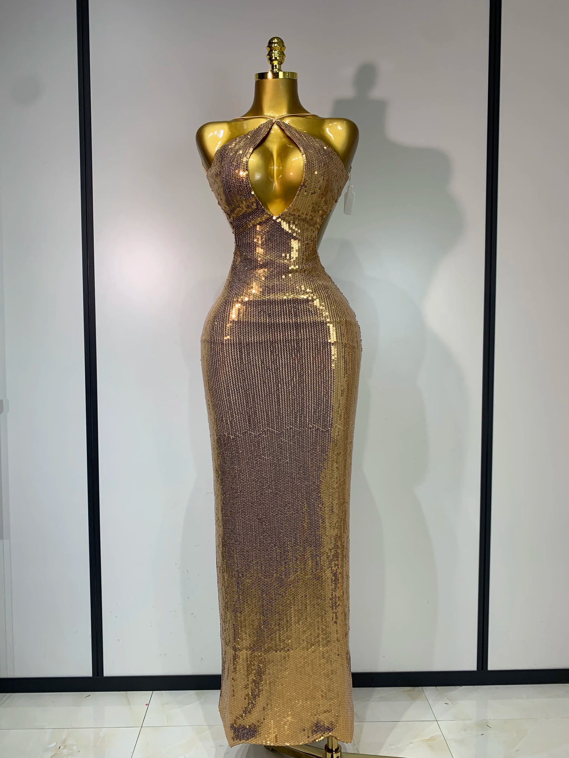 Golden Hour Sequin Halter Gown