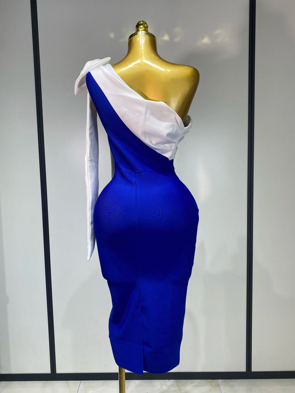 One Shoulder Splicing Bow Bodycon Bandaged Dress