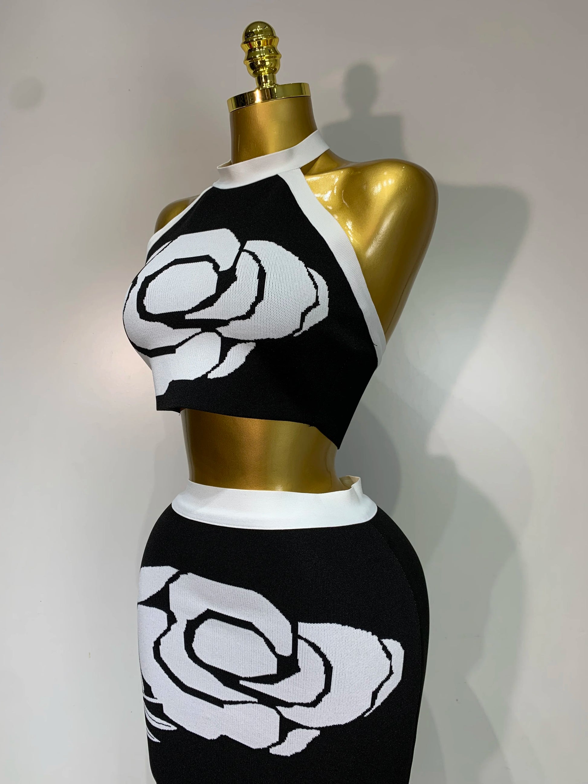 Midnight Rose Knit Halter Set