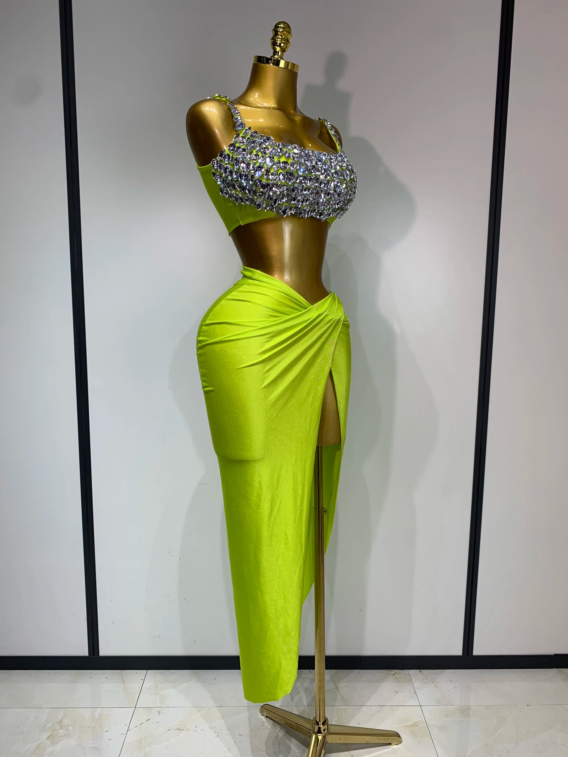 Sexy Sparkly Rhinestone Two Pieces Set