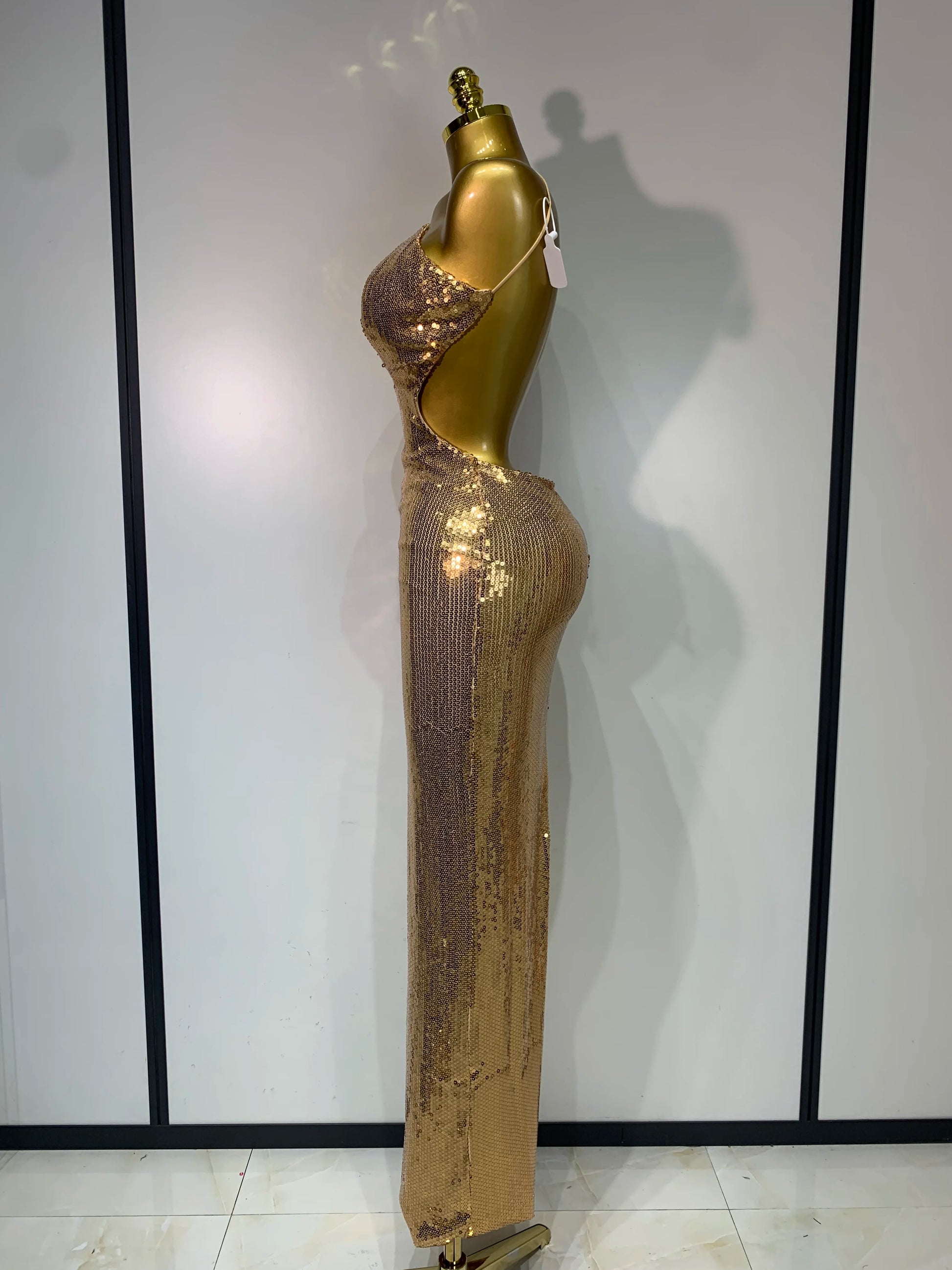 Golden Hour Sequin Halter Gown